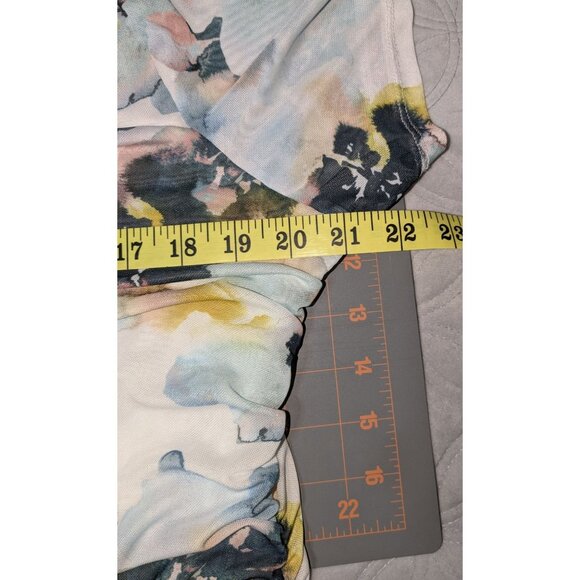 Torrid Womens Floral Ruched Stretch Mesh Blouse Top Crew Neck Sweetheart Bodice - Picture 8 of 10